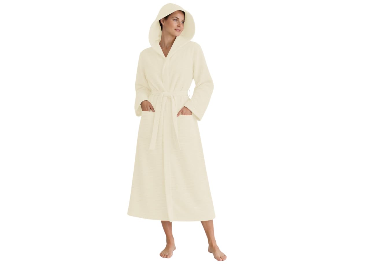 BIANCHERIAWEB Accappatoio In Morbida Spugna Per Sport Palestra Piscina Viaggio con Cappuccio E Cintura Tinta Unita Mod. Boutique