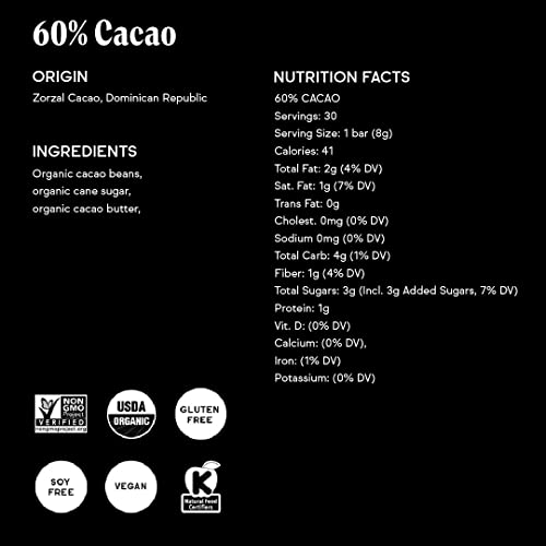 Raaka Dark Chocolate Gift Box | 60% Cacao Dark Chocolate | Organic, Vegan, Gluten Free | Box of 30 Individually Wrapped Chocolates - Thumbnail 6