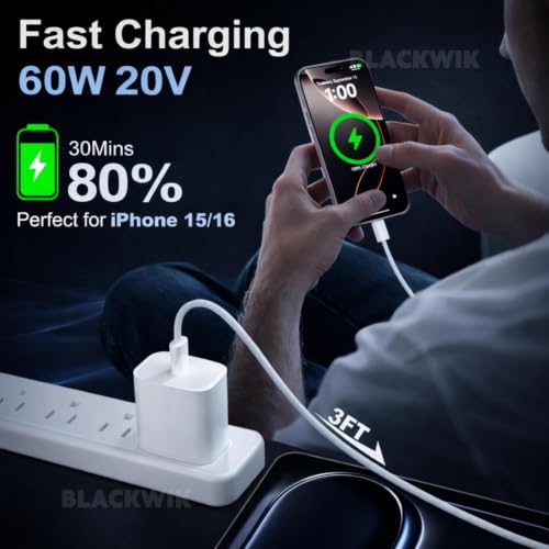 Image of Blackwik C To C cable compatible for iPhone 16 /15 Pro /ProMax /17 /17 pro