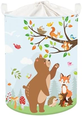 HUUMONSS Groß Wäschekorb Wasserdicht Aufbewahrungskorb für Kinder, 63L | Aufbewahrungsbox mit Stoff, Kleidung Spielzeug Buch Decke, Junge Mädchen Kinderzimmer Badezimmer Waschküche