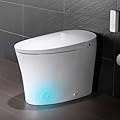 WOODBRIDGE Smart Bidet Toilet, Auto Open & Close, Auto Flush, Foot Sensor Operation, Heated Seat and Integrated Multi Function Remote Control in Glossy White,EBT700
