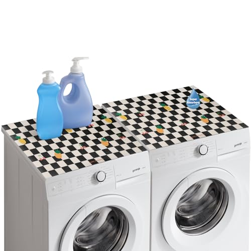 Washer Dryer Countertop Top Protector Set of 2,27 x 27 Inches Anti-scratch Washing Machine Cover Mat Kitchen Appliance Covers for Refrigerator Undersink Stove Oven Freezer Laundry Bathroom(Black)