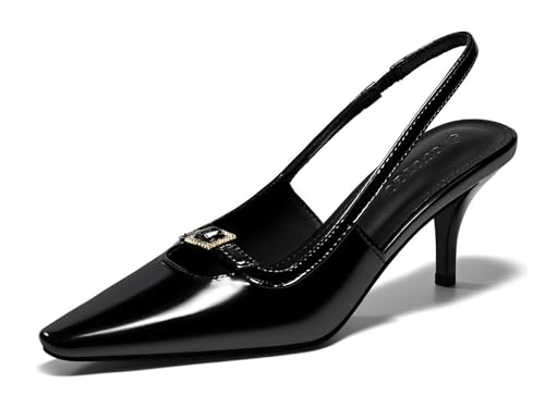 Coutgo Womens Kitten Heels Slingback Dress Shoes Buckle Office Work Pumps Shoes4