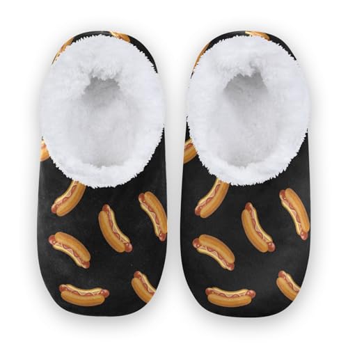 Naanle Women's Slippers Hot Dog Slippers Fuzzy Fur Comfy Fleece Warm Bedroom Shoes Home Slippers