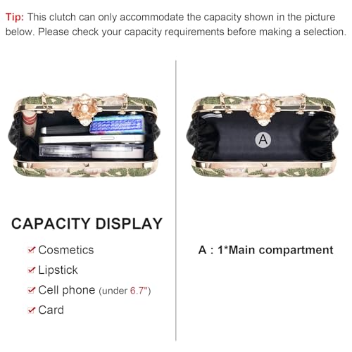 Image of RNIEGA Vintage Floral Clutch Purses for Women Wedding Guest Purse Evening Bag for Wedding Party Prom