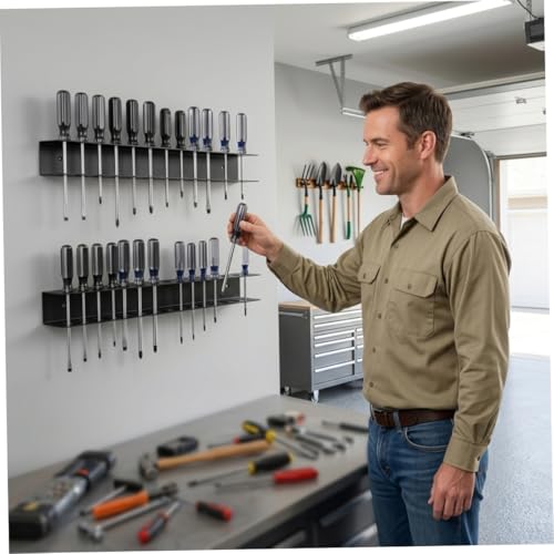 Porte-outils mural robuste en métal à trous double taille - 6