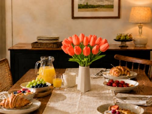 Image of Mandy's 20pcs Artificial Dark Orange Tulips