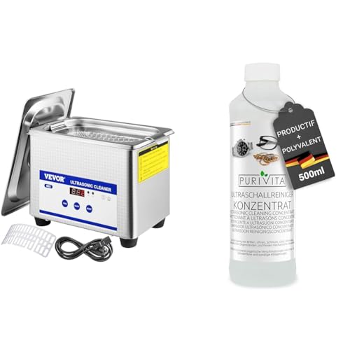Nettoyant liquide pour produits ultrason PURIVITA et nettoyeur ultrasonique VEVOR 0,8 L pour bijoux