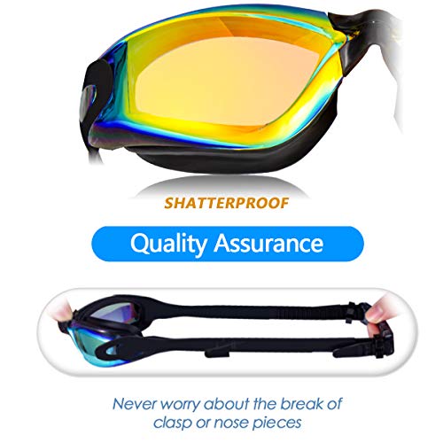 Keary Swim Goggles 2 Pack Anti-Fog Swimming Goggles For Adult Women Men Youth Junior Kids 6-14, No Leak Uv Protection Waterproof Mirrored Lens Triathlon Pool Goggles With 3 Size Nose Pieces & Earplugs #TOP4