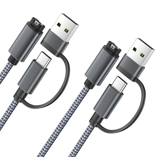 Image of Itramax 2-in-1 Type-C Charging Cable for Garmin Watch 4FT 2-Pack,Charger Cord for Fenix 8 7 7X 7S Sapphire Solar 6 6X 6S 5X 5S 5 Plus,Forerunner 970 965 955 265 255 165 70 55 45,Instinct E 3 2 2S 2X
