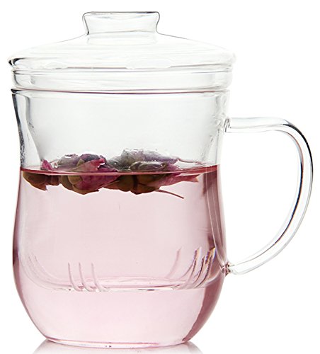 TIANXI Personal All Glass Made Tea Infuser & Mug Teapot beatiful style 410 ml
