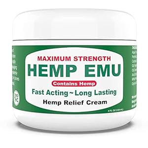 Hemp Emu Hemp Cream – Organic Hemp Oil Muscle Rub – Naturally Soothe Discomfort in Joints, Back, Knees with Premium Menthol Cream & Eucalyptus Essential Cream – Made in USA – 4oz