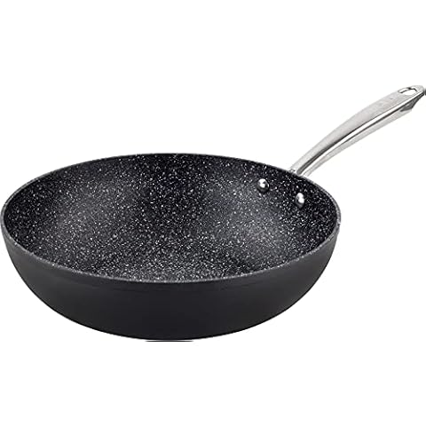 Scoville Performance+ Neverstick 28cm Wok - Non Stick, Oven Safe, Stainless Steel Base & Handle, Black Cover