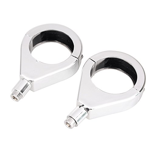 Cnardg24 Motorcycle 41mm Front Fork Tube Turn Signal Clamps for Harley For Softail FLST FXST, Silver