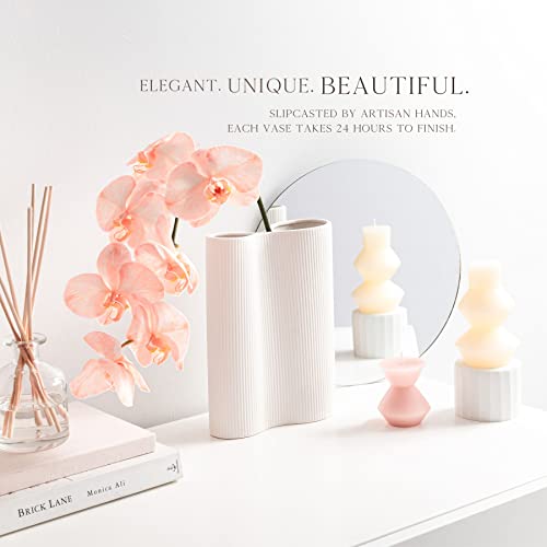 Luxe Infinity White Vase. 9” Tall Vase For Flowers. White Ceramic Vase For Home Decor. Pampas Grass Vase. Boho Vase. White Flower Vase For Decor. Modern Vase. Decorative Vase For Home Decor. Clay Vase #TOP1