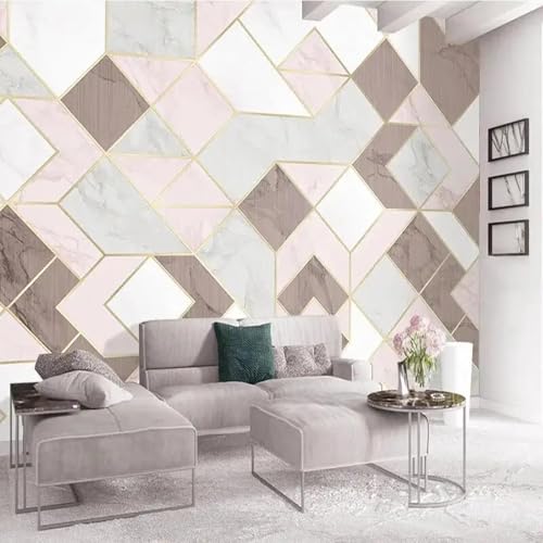 Papier peint 3D géométrique rose abstrait pour masquer un mur terne