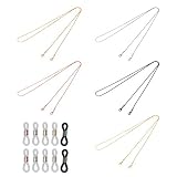 Xinzistar 5 Stücke Brillenkette Brillenband Brille Sonnenbrille Halter Kette Gläser Schnüre Gurt Antirutsch Gold Silber Rosegold Schwarz Brillen Kette Set für Damen Herren