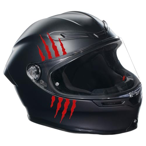 6 pares de pegatinas de garra de monstruo, 7,5 x 7,5 cm para casco de moto, coche, arañazos, autoadhesivas, resistentes al agua (rojo)