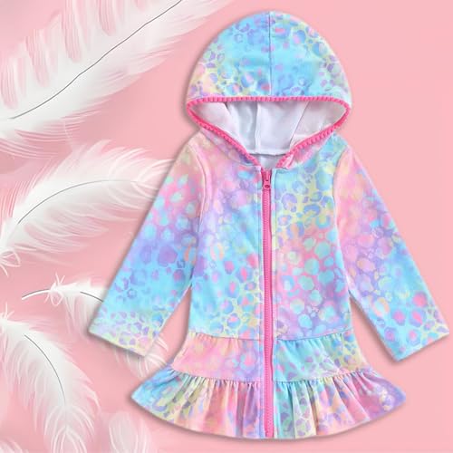 Kids Girls Swim Cover Up Swimsuit Zipper Pool Towel 𝐑obe Toddler Bathing Suit Beach Hoodie Terry Cloth Coverup Swimwear2