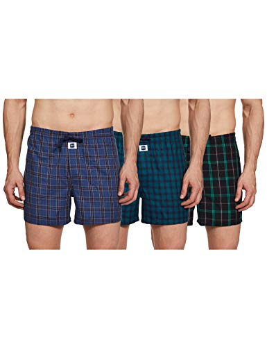 Image of Amazon Brand - Inkast Denim Co. Men's Cotton Regular Printed Boxer Shorts (Pack of 3) (IKSTBOX-01-PO3 Multicolor-15 S)