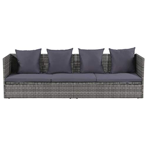 vidaXL-Sofa-Jardin-Ratan-Sintetico-Acero-Cojines-Gris-Tumbona-Patio-Ajustable 4158fdvGEvL