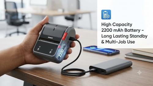 Image of Wireless Bluetooth Label Printer 3 Inch, Inkless Thermal Printer for Shipping, Address, Barcode, QR Code & Product Labels, Portable Label Maker for Small Business, Office & Home