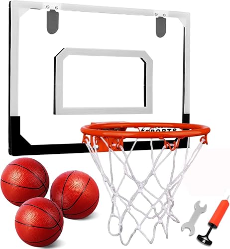 Indoor Mini Basketball Hoop Set with 3 Balls for Kids and Adults - Pro Mini Basketball Hoop for Door & Wall with Complete Basketball Accessories Perfect Christmas Birthday Gifts for Kids Boys Teens