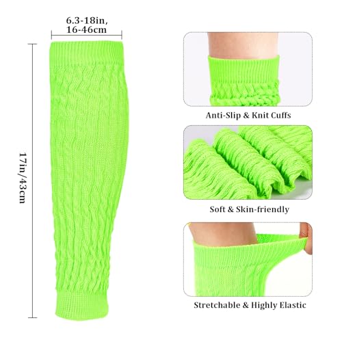 Womens Leg Warmers Winter Warm Knit Long Boot Socks Slouch Knee High 80s for Party Dance Sports3