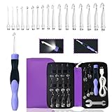 Yarniss 17 Sizes Lighted Crochet Hooks Set...