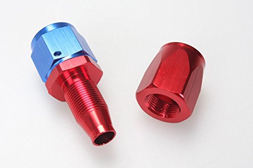 Autobahn88 AN6 Swivel Hose End Fitting - Aluminum Anodized Straight Female To 3/8 Fuel Hard Line (Blue/Red)