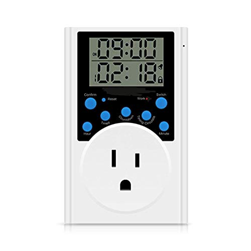 Timer Outlet, Multifunctional Infinite Cycle Programmable Plug-in Digital Timer Switchor for Appliances,Overload Protection,Light