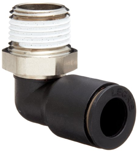 Legris 3109 62 22 Nylon & Nickel-Plated Brass Push-to-Connect Fitting, 90 Degree Elbow, 1/2