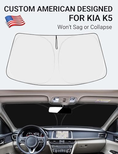 Image of Proadsy Windshield Sun Shade for Kia K5 2026 2025 2024 2023 2022 2021 Custom Fit GT-Line, GT, Sedan 4-Layer Foldable Front Sunshade Protector Sun Visor Blocks UV Rays Keep Car Cooler