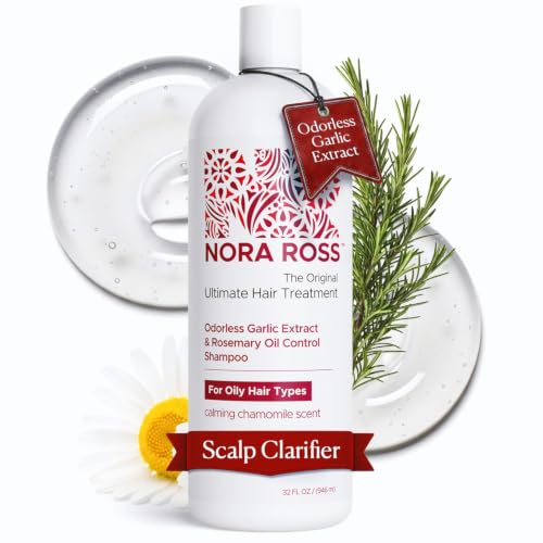 Nora Ross Garlic Extract & Rosemary Strengthening Shampoo Hair Growth Shampoo with Thickening Support Clarifying Scalp Cleanse for Thinning & Fine Hair Cleansing Formula for Men & Women 32oz