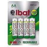 Recargables marca Elbat modelo Elbat Pack de 4 Pilas Recargables LR6 AA 2500mAh