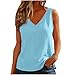 Aniywn Wide Strap Tank Tops for Women Athletic Cotton Linen V Neck Summer Beach Tops Casual Sleeveless Blouses Basic Shirt Sky Blue