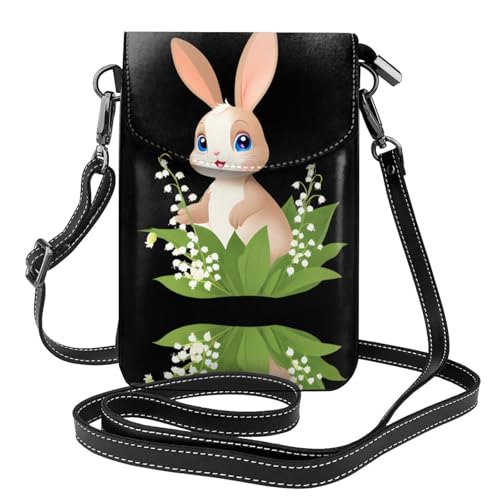 Sac à bandoulière téléphone portable en cuir imprimé lapin pour vos balades et sorties
