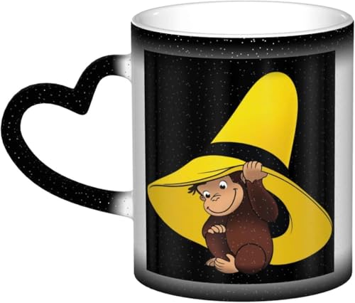 Asamike マグカップ 色が変わる 330ml コーヒーマグ おしゃれ おさるのジョージ マグ コーヒーカップ 陶器 セラミック 変色カップ 大容量 耐熱 耐冷 電子レンジ対応 コップ 人気 誕生日 母の日 父の日 友人 プレゼント BZ0253