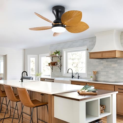 She's home 5 Palm Leaf Ceiling Fan with Light and Remote Control, Tropical Coastal Outdoor Ceiling Fans for Patios, Outside,Bedroom,Ktchen - Image 8