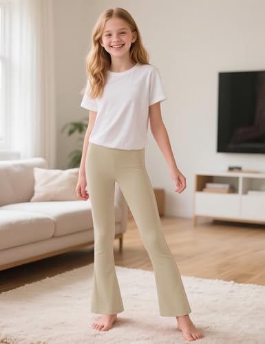 Image of BOOPH 5 Pack Girls Flare Leggings Kids Bell Bottom Pants Cotton Clothes | High Waist Casual Pants for Teen Girl 5-14 Years