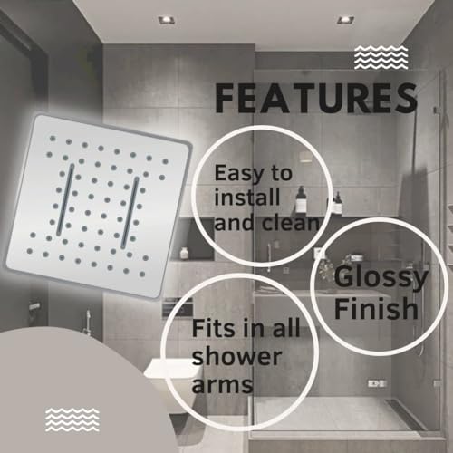 Image of ZAP Rainfall 304 Stainless Steel Square Overhead Shower Without Shower Arm, Ceiling Mount, Ultra-Thin Design