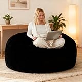 GPRL Sitzsack Erwachsene,Sitzsack Sessel Mit Flauschigem,Weichem PlüSchbezug und FüLlung,Geeignet für Wohnzimmer,Schlafzimmer und Arbeitszimmer,60 X 150 cm,Schwarz