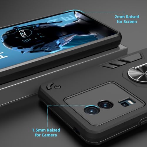 Image of NDCOM for iQOO Neo 7 Back Cover | Premium Protection iQOO Neo7 Back Cover | Enhanced Grip and Shock Absorption iQOO Neo 7 Cover | Ring Holder Case