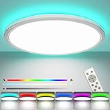 👍【3000K-6000K dimmbare Deckenleuchte】Deckenlampe mit fernbedienung der 24W LED Deckenleuchte ist zwischen 10% und 100%.einstellbar Es gibt drei Farbtemperaturbereiche: 3000K-6000K (Warmweiß/Neutralweiß/Kaltweiß). Mit der Fernbedienung können Sie die passende Farbe für Ihre Bedürfnisse auswählen.