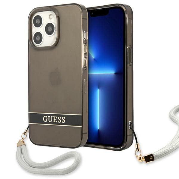 GUESS GUHCP13LHTSGSK Coque pour iPhone 13 Pro/13 6,1" Noir Translucide
