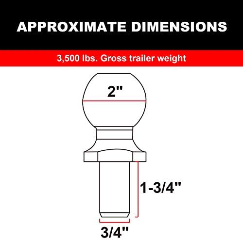 Miniatura 5 de Big RED ATRLY2019R Torin - Bola de enganche para remolque, diámetro de 2 pulgadas, 1.75 toneladas (3,500 libras), vástago de 34 x 1-34 pulgadas,