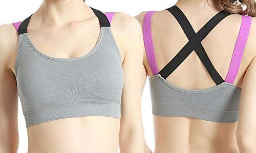 Image of Brachy Women's Fitness Yoga Push up Sports Bra Sports Non-Wired Bra for Womens Gym Running Padded Tank Top Athletic Vest Underwear Shockproof Strappy Sport Bra(Silver,36)