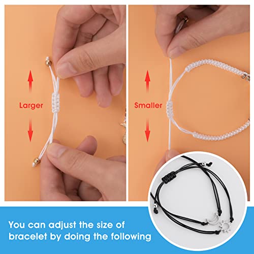 Yolev 8 stuks bijpassende Yin Yang verstelbare koord armband zwart en wit armband zon maan armband voor vriendschap relatie vriend vriendin, touw - Image 6