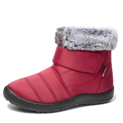 Snow Boots for Women Ankle Boots with Warm Fur Lined Anti Slip Comfortable Winter Shoes Outdoor Traveling Camping Shoes Casual Lightweight Waterproof Booties Walking Sneakers for Cold Weather 2025