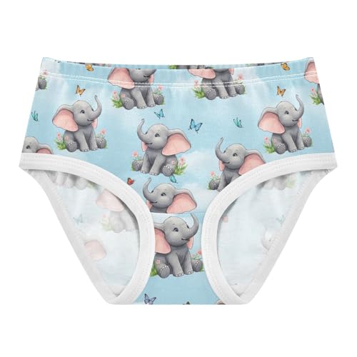 Cute Elephants Pink Ears Flowers Little Girl Panties Toddler Girls Underwear Cotton Animal Briefs Undies Kids 2t